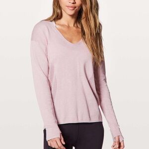 Lululemon Still Movement Sweater knit blush Heathered Petals cotton pointelle